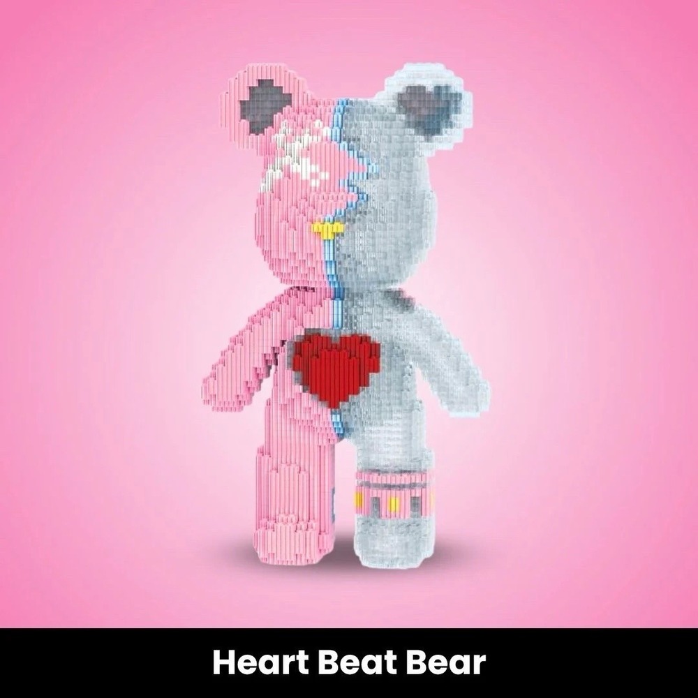 TeddyBlocks™ Mini Buildable Brick Bears (3000+ pcs) Heart‎ Beat Bear